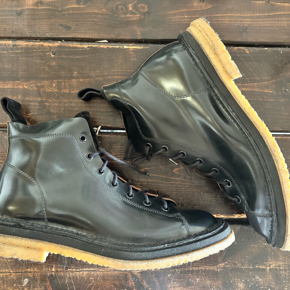 Buttero Shiny Black Leather Men's Boots - Picture 2 of 15